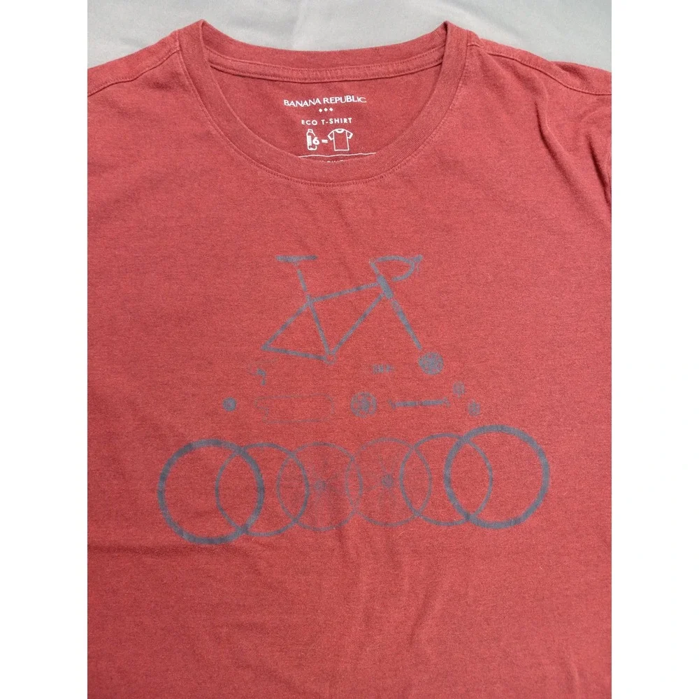 Banana‎ Republic Mens Eco T-Shirt Red Bicycle Graphic Tee Size Large